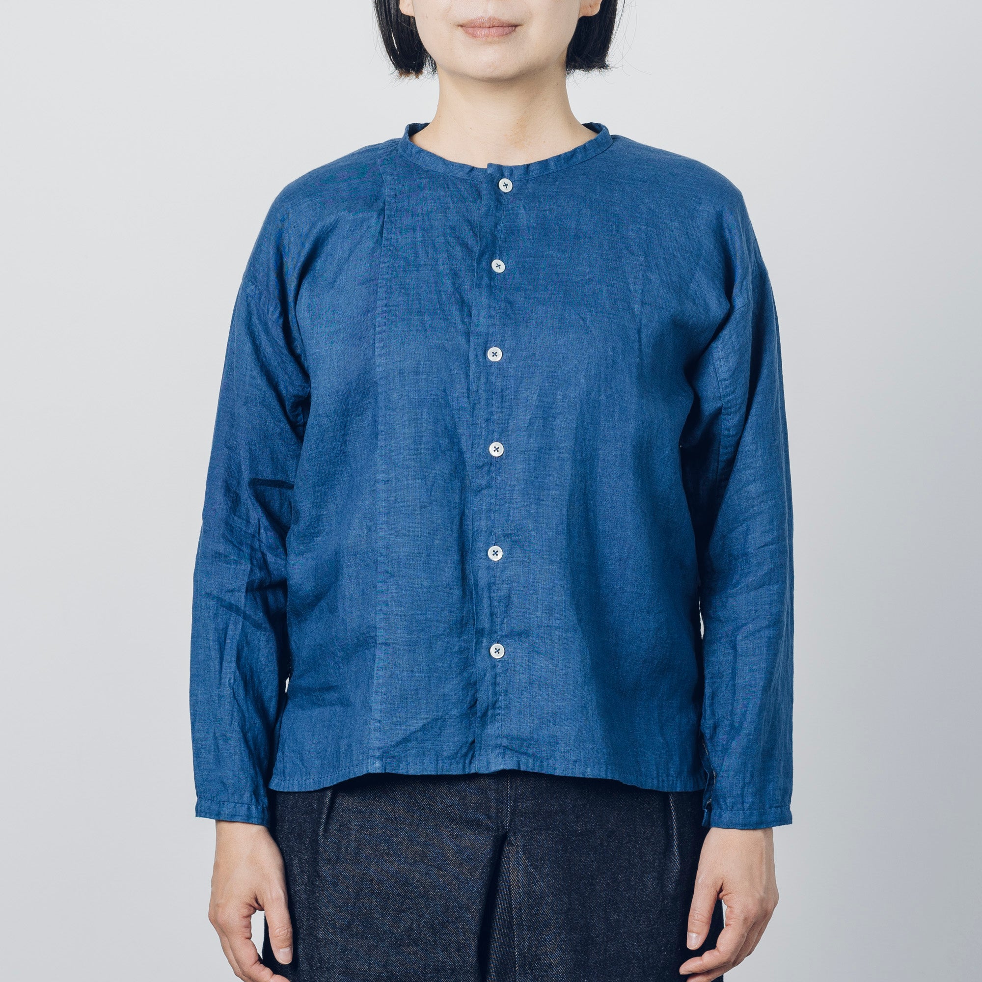 Echizen Three-Panel Sleeve Shirt/Blouse Fabric - Linen, White, For Handmade Crafts