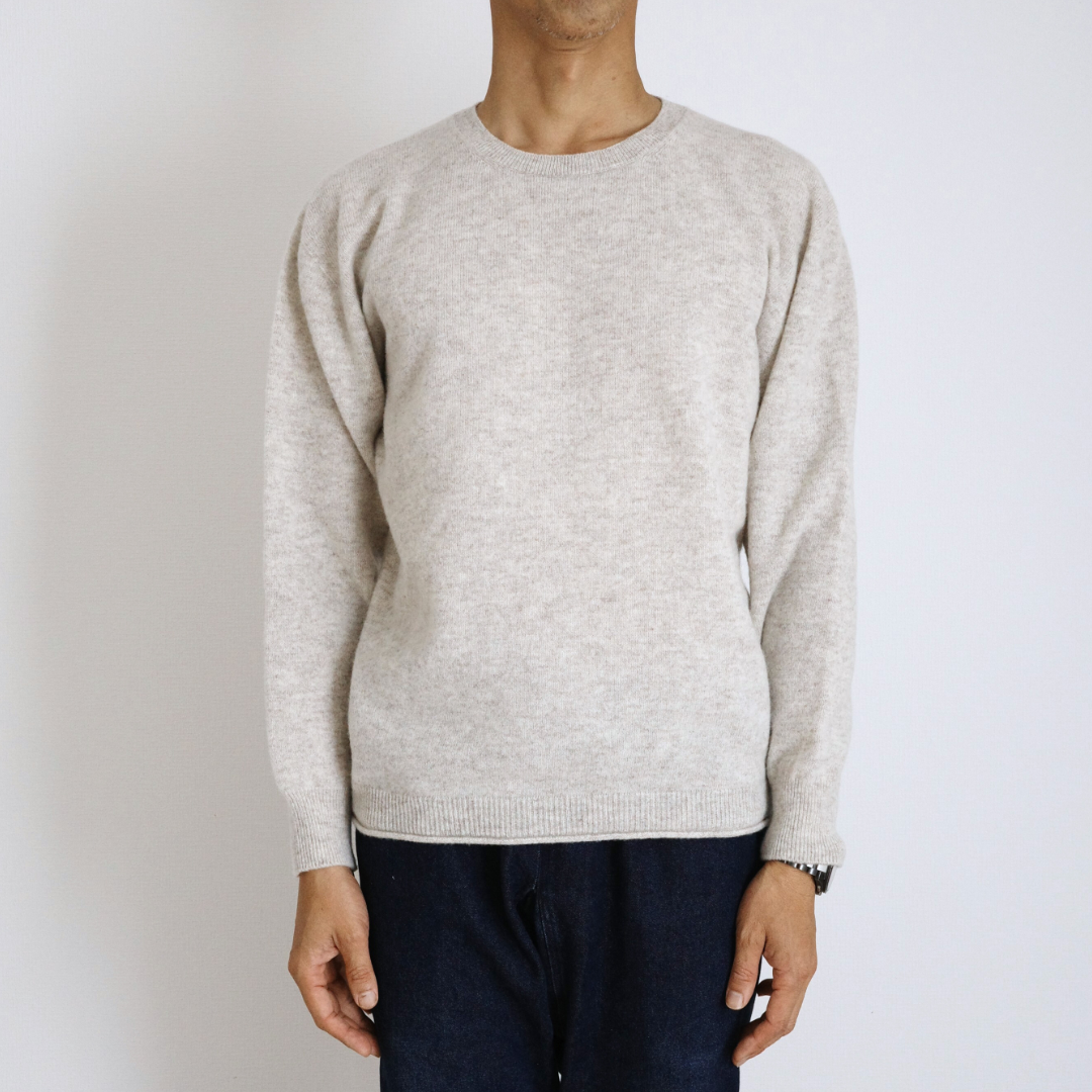 Merino Wool Crew Neck Sweater, Tasmania Light Gray, Size 2