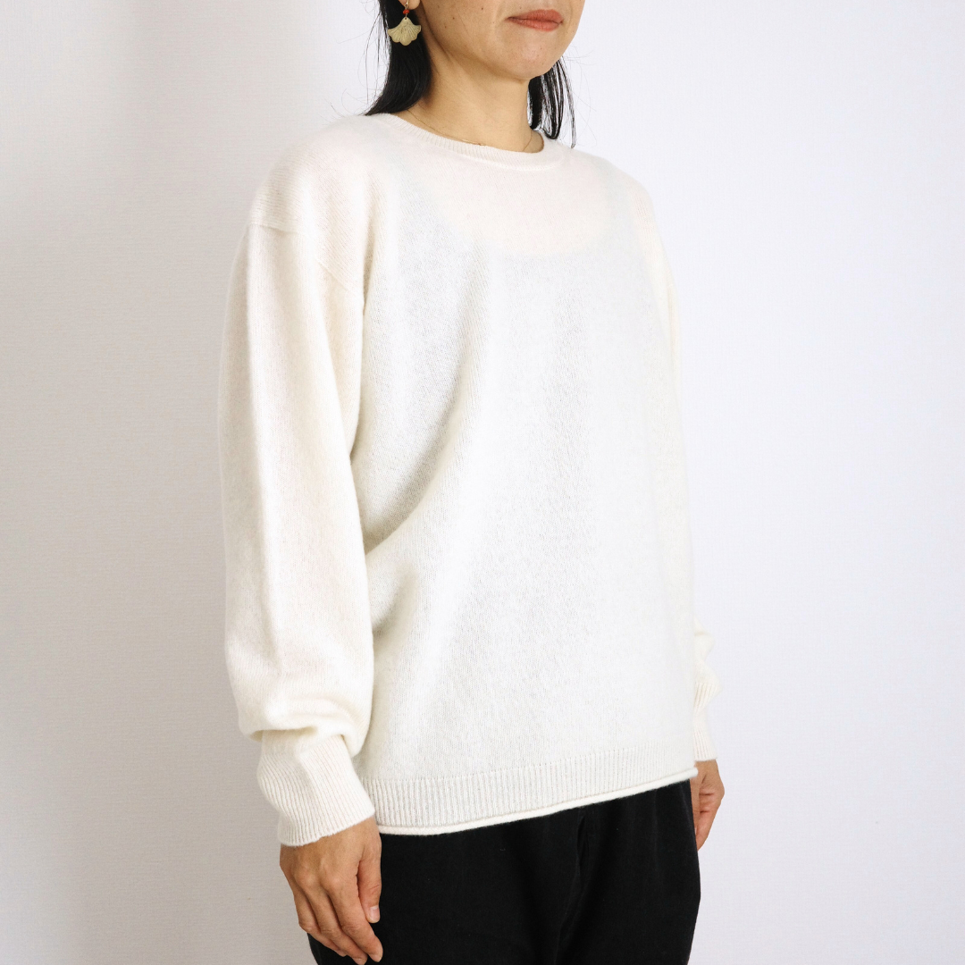 Crew Neck Sweater: Merino Wool / Tasmanian White, Size 1