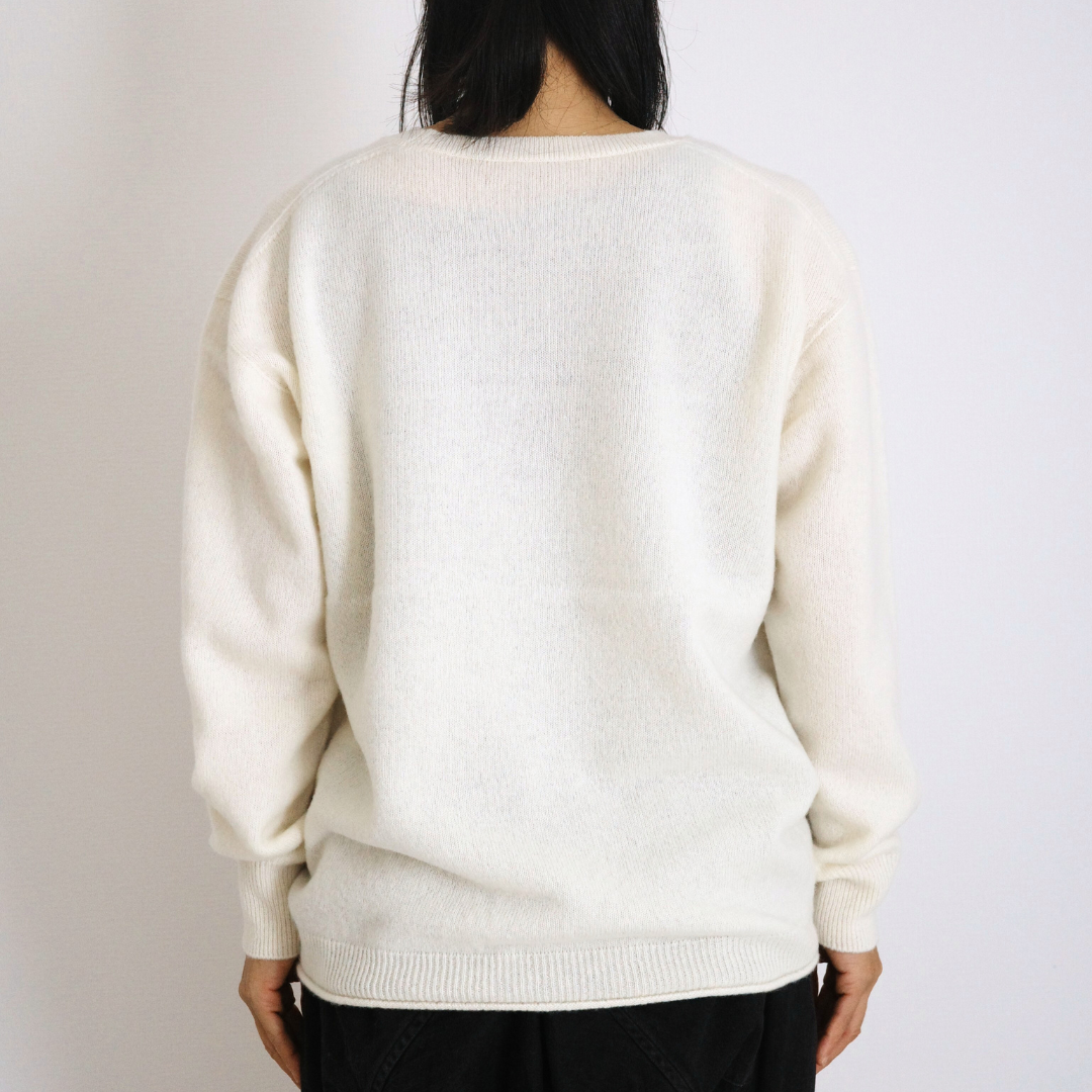 Crew Neck Sweater: Merino Wool / Tasmanian White, Size 1