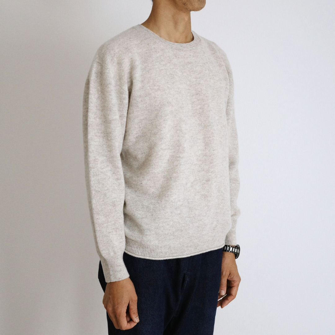 Merino Wool Crew Neck Sweater, Tasmania Light Gray, Size 2