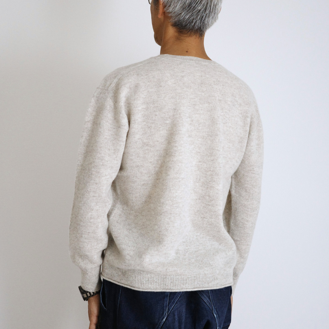 Merino Wool Crew Neck Sweater, Tasmania Light Gray, Size 2