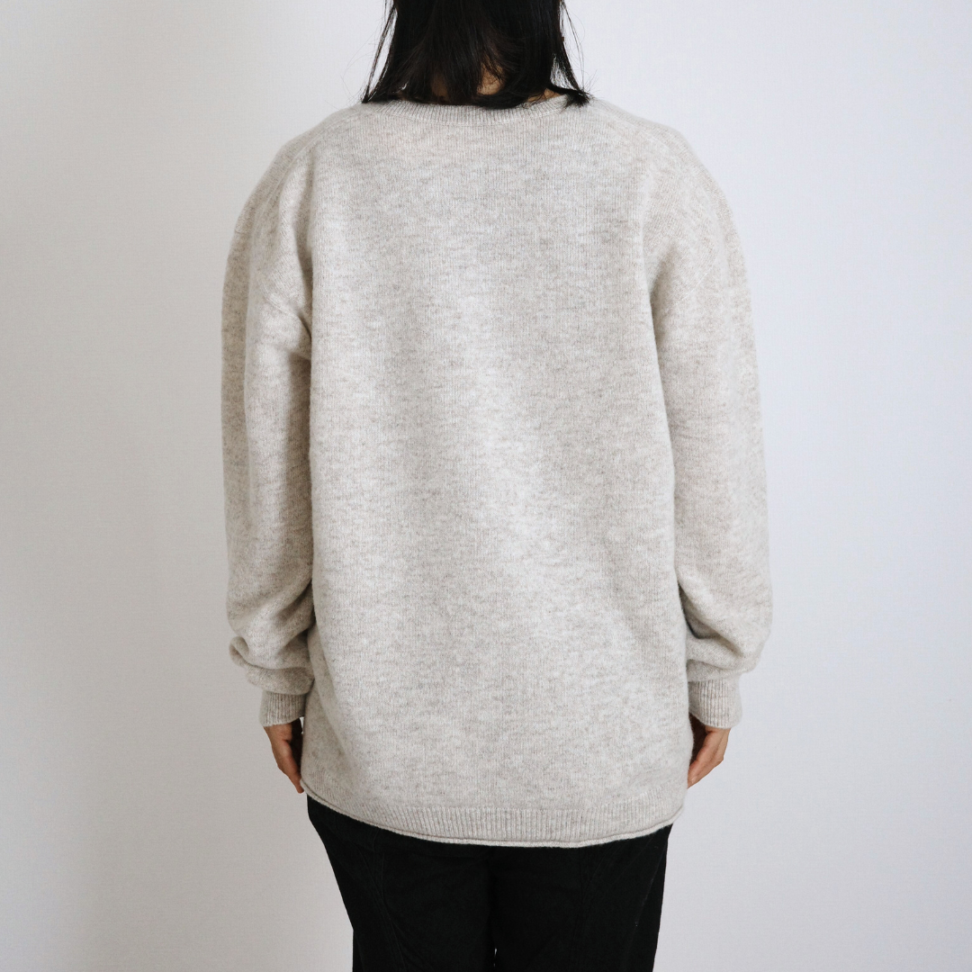 Merino Wool Crew Neck Sweater, Tasmania Light Gray, Size 2
