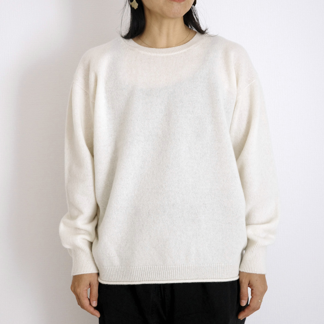 Crew Neck Sweater: Merino Wool / Tasmanian White, Size 1