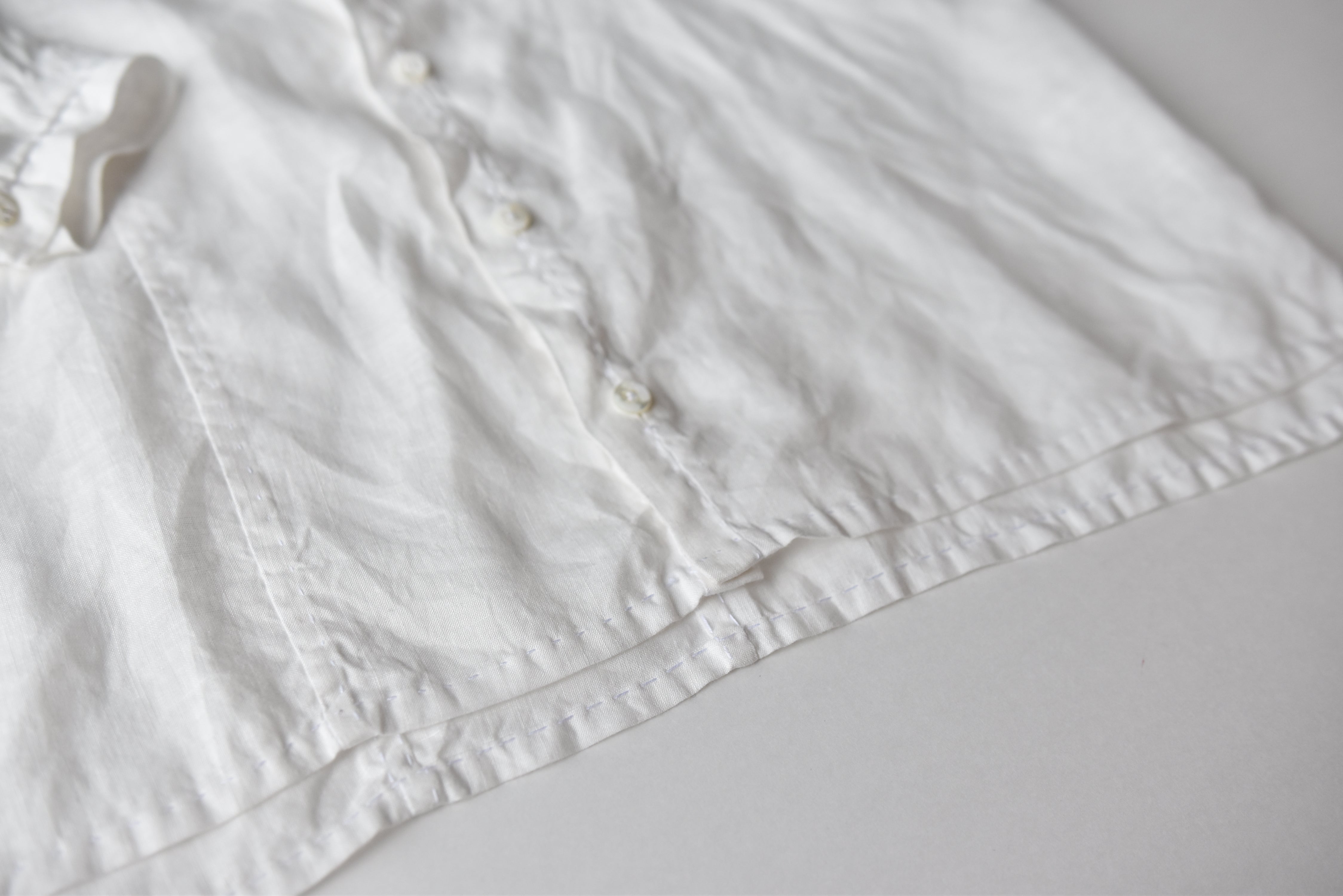 Echizen Three-Panel Sleeve Shirt/Blouse Fabric - Linen, White, For Handmade Crafts