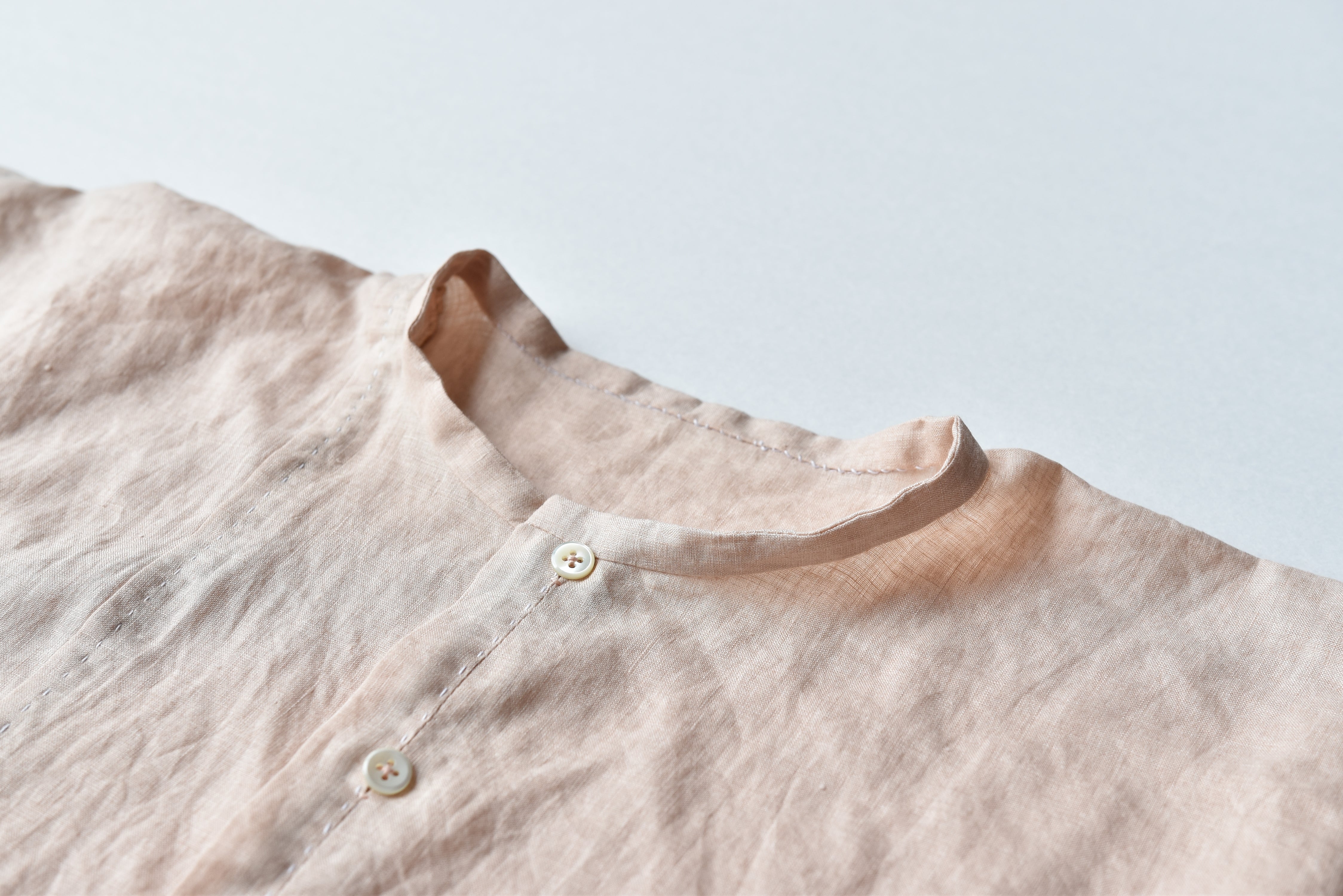 Echizen Three-Panel Sleeve Shirt/Blouse Fabric - Linen, White, For Handmade Crafts