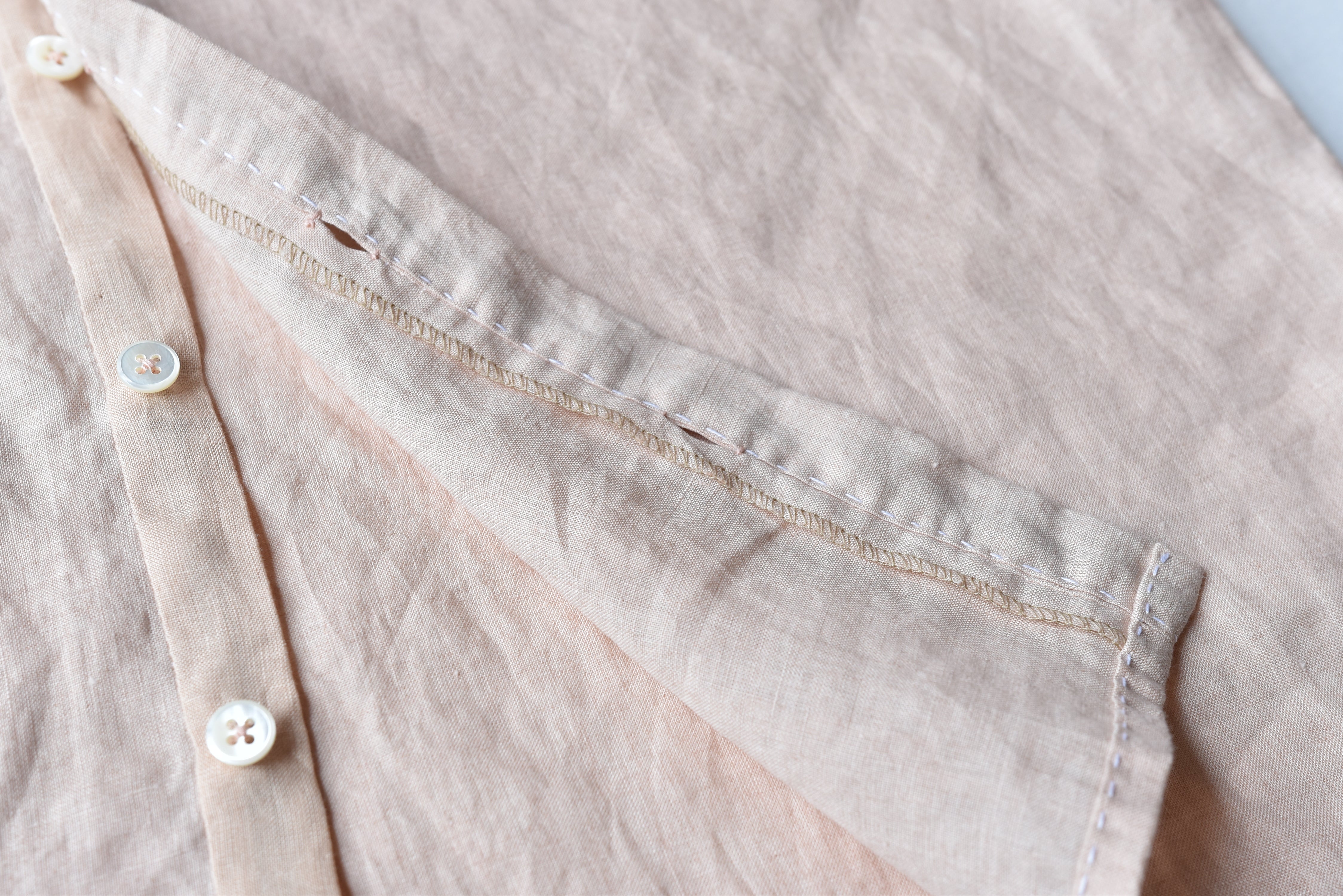 Echizen Three-Panel Sleeve Shirt/Blouse Fabric - Linen, White, For Handmade Crafts