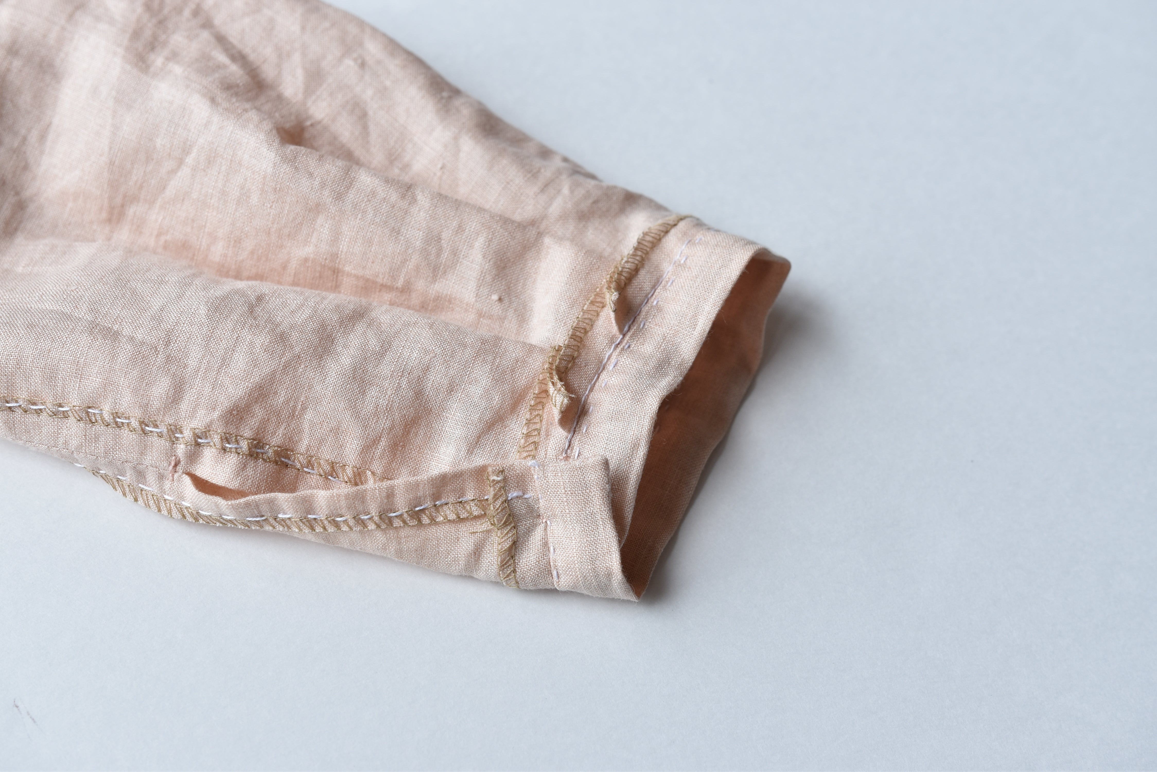 Echizen Three-Panel Sleeve Shirt/Blouse Fabric - Linen, White, For Handmade Crafts