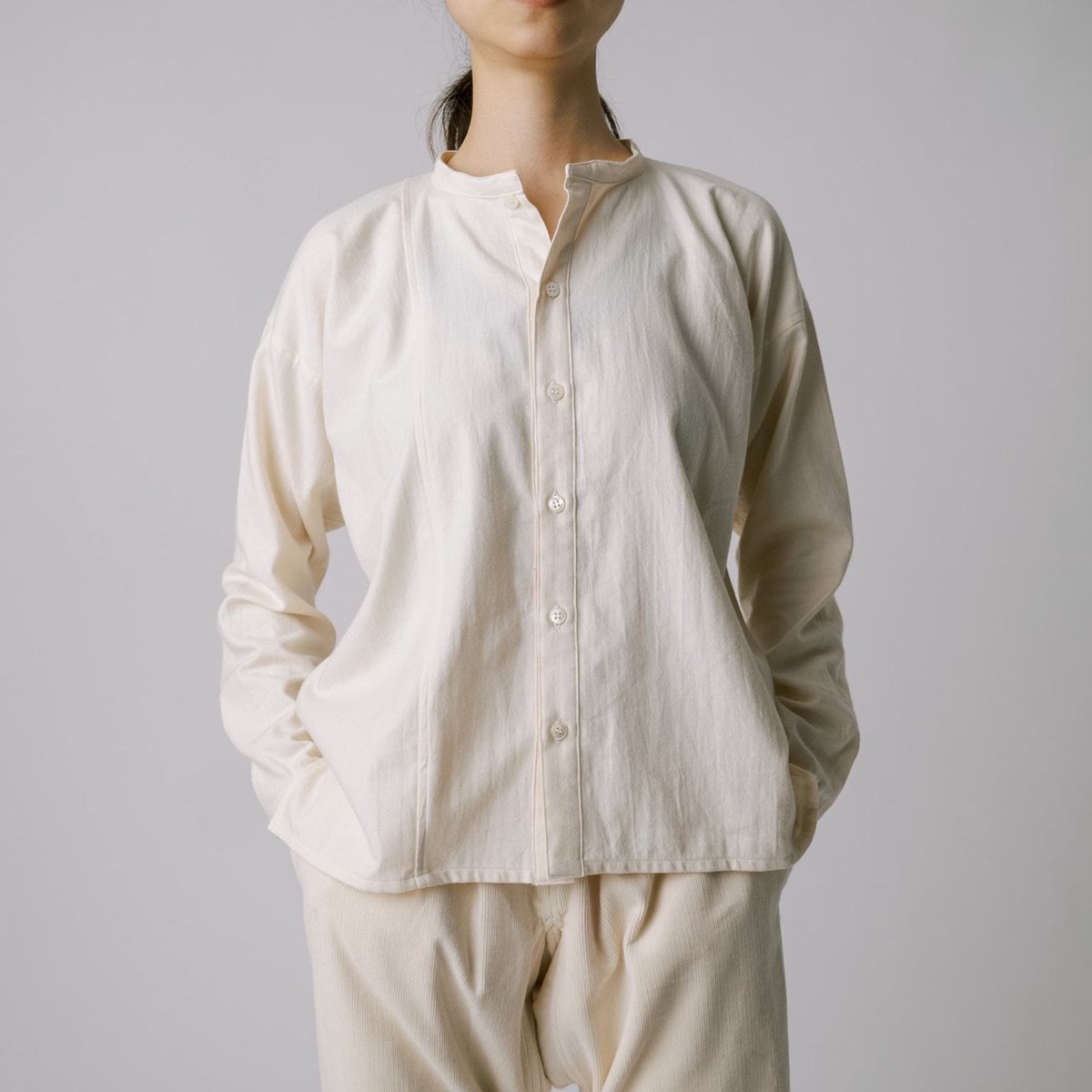 Echizen Shirts/Blouses · Three-Panel Sleeve Shirt Fabric: Organic Cotton / Undyed Flannel