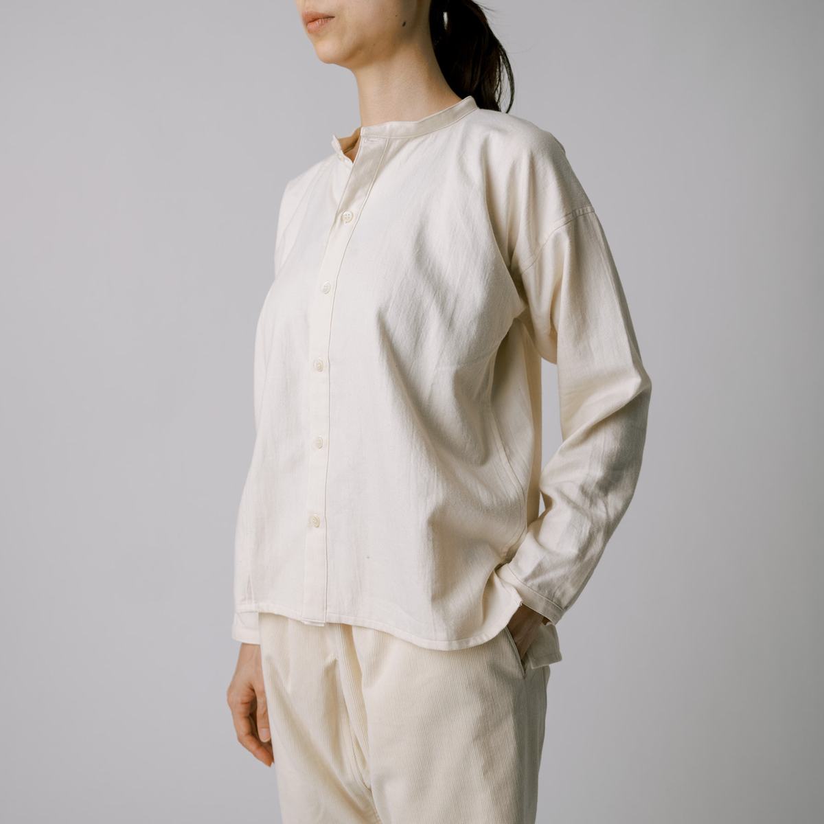 Echizen Shirts/Blouses · Three-Panel Sleeve Shirt Fabric: Organic Cotton / Undyed Flannel