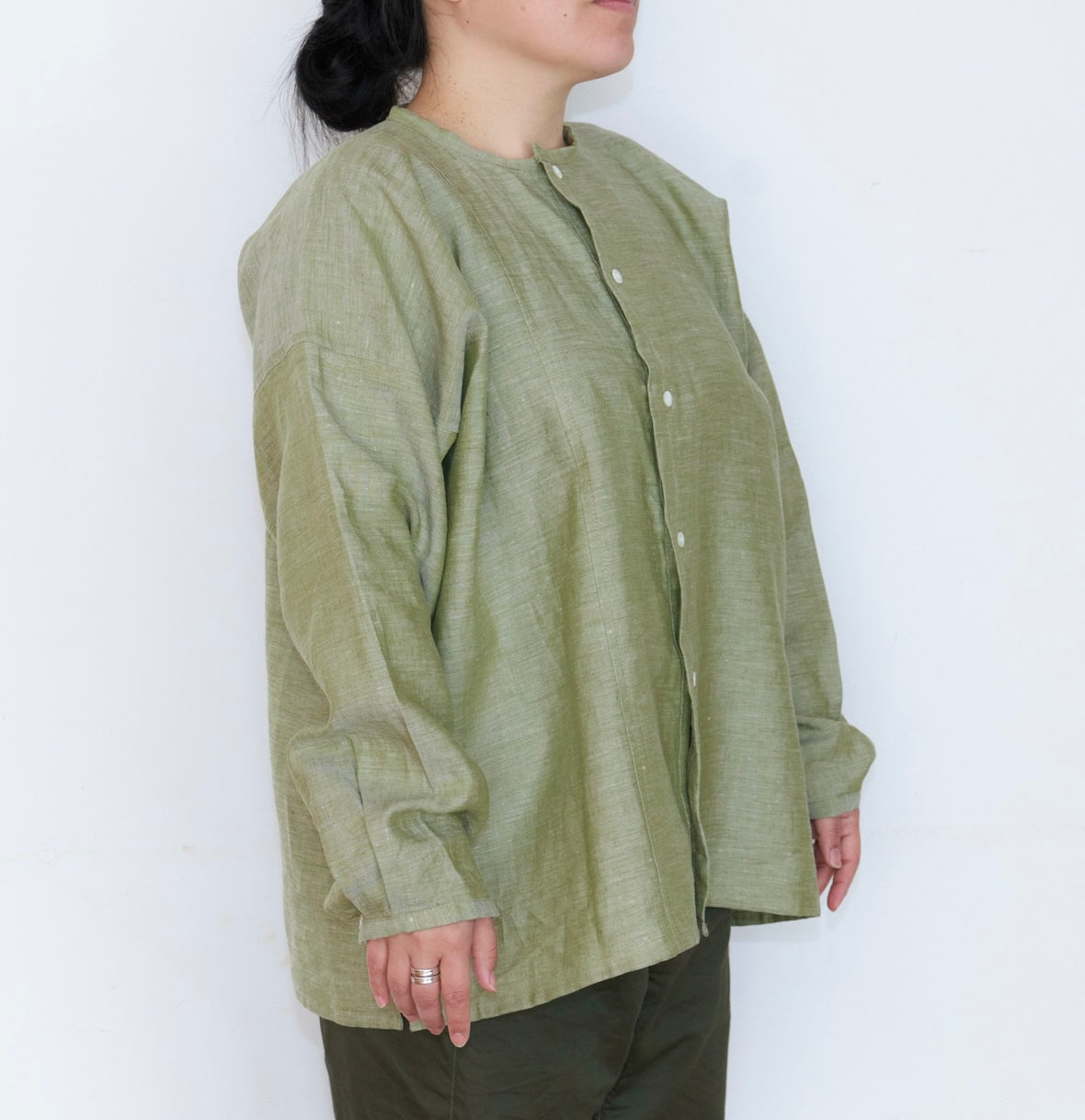 [Shirt/Bottom Fabric] Linen Rescue / Green