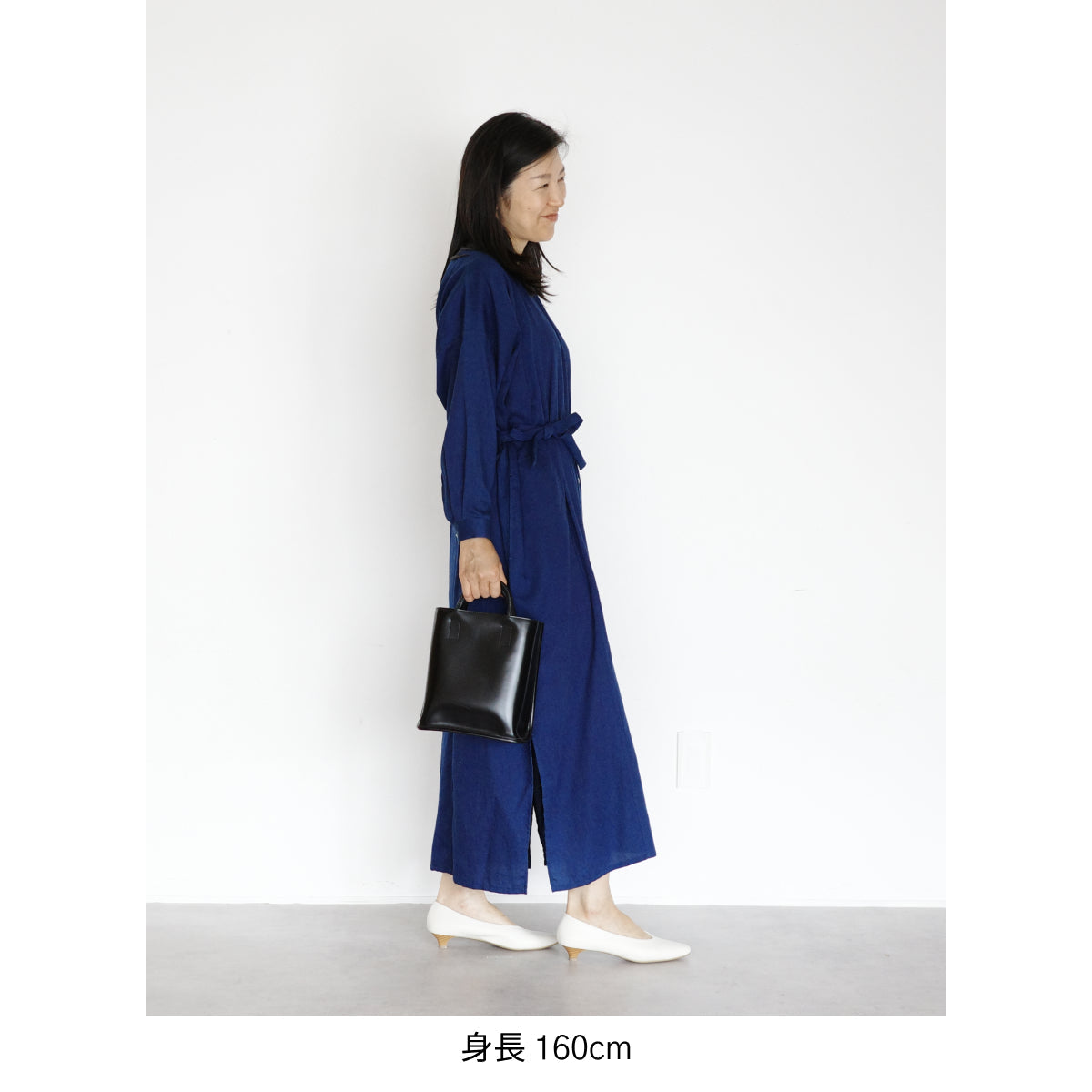 [Echizen One-piece dress] Maxi length/organic cotton/light blue