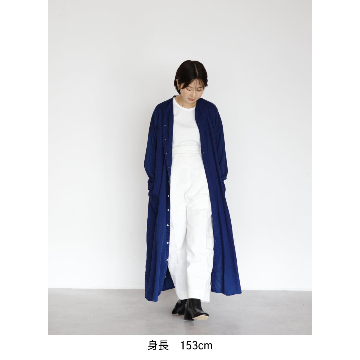 [Echizen One-piece dress] Maxi length/organic cotton/light blue