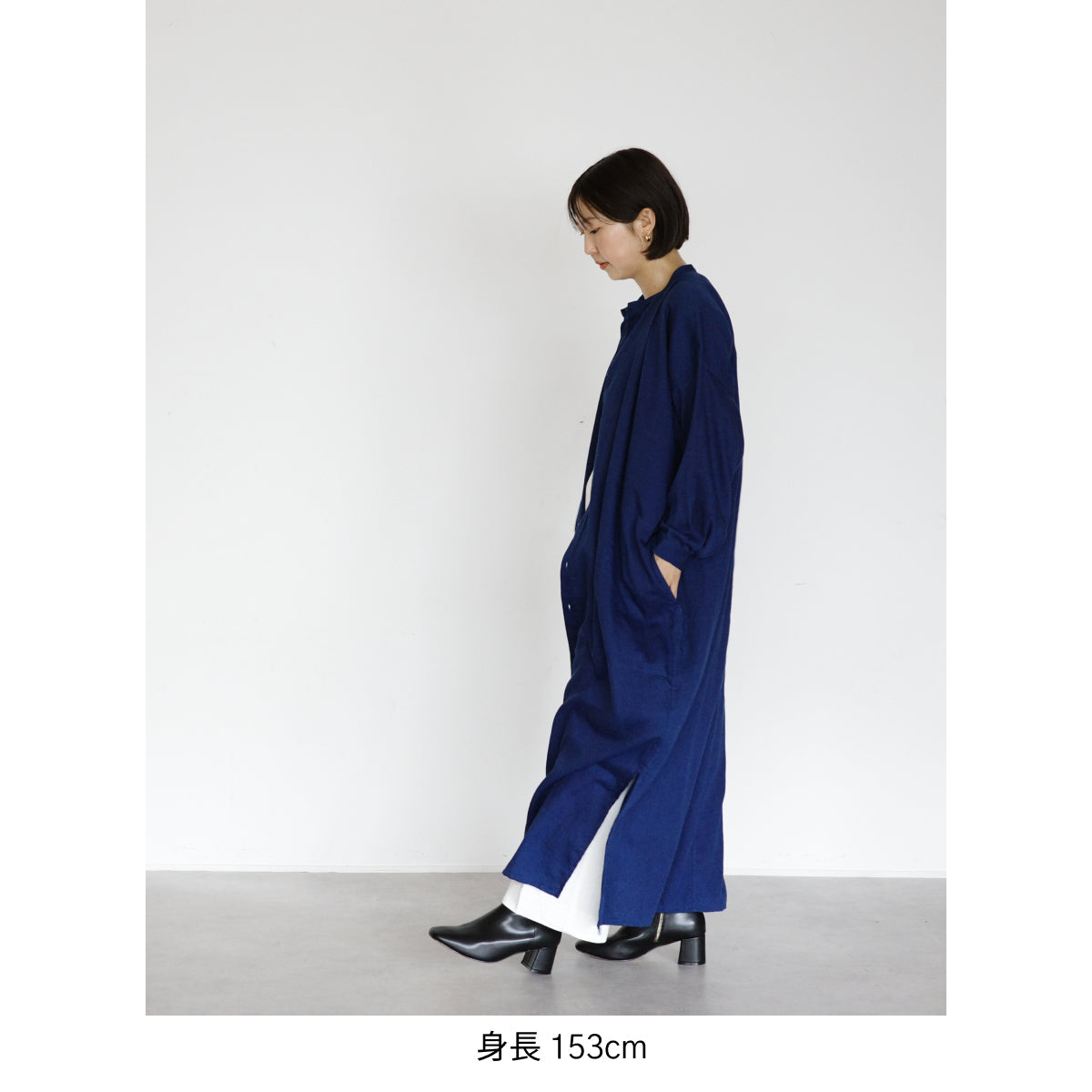 [Echizen One-piece dress] Maxi length/organic cotton/light blue