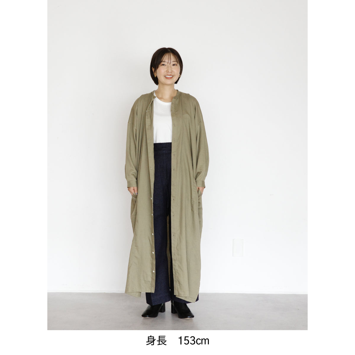 [Echizen One-piece] Maxi length/Organic cotton/Marigold khaki