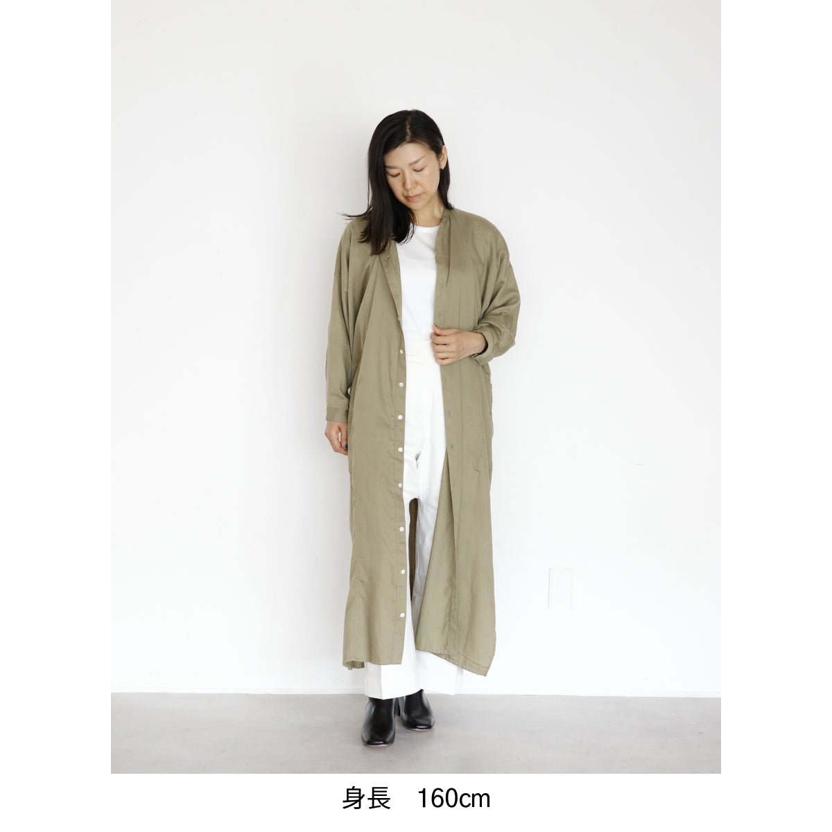 [Echizen One-piece] Maxi length/Organic cotton/Marigold khaki