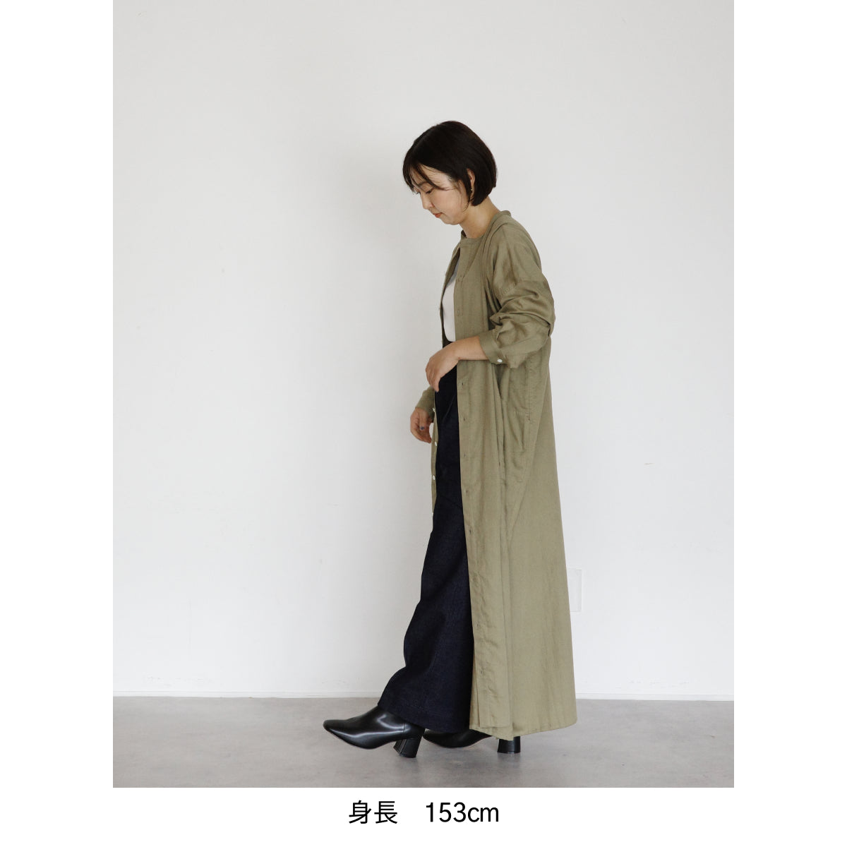 [Echizen One-piece] Maxi length/Organic cotton/Marigold khaki