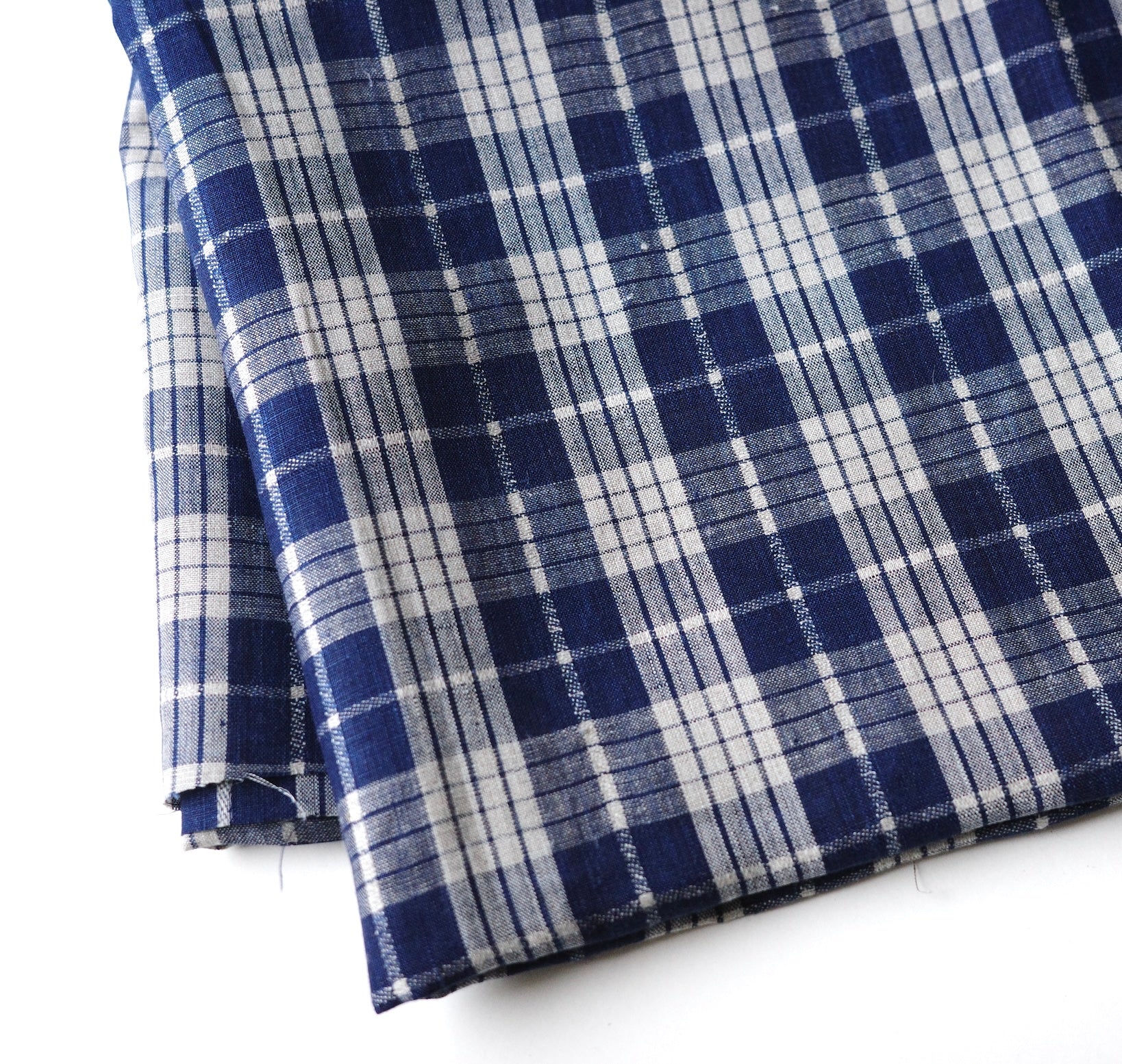 ［越前シャツ/ はかま/ かるさん布］リネン/ チェック/ 手作り用