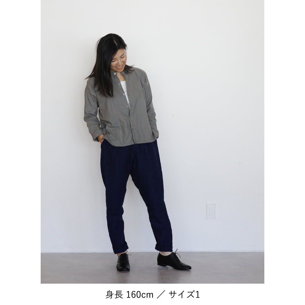 [Tatsuke] Linen/Indigo blue ＜With side pocket＞