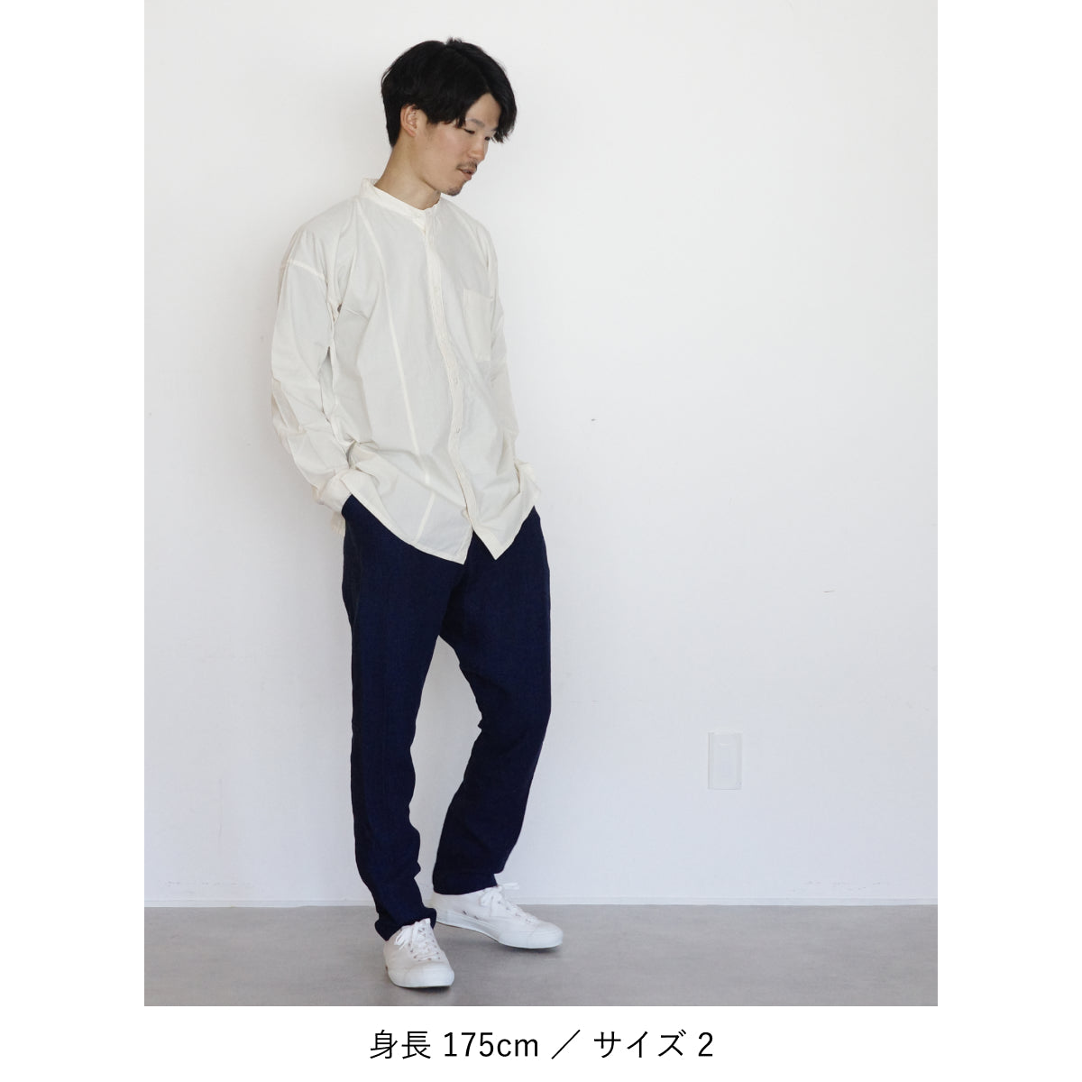 [Tatsuke] Linen/Indigo blue ＜With side pocket＞