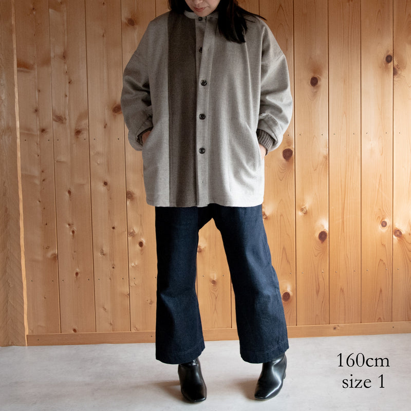 Accepting orders until 3/31 [Echizen Half Coat] Wool (Black Merino)/Gray x Brown