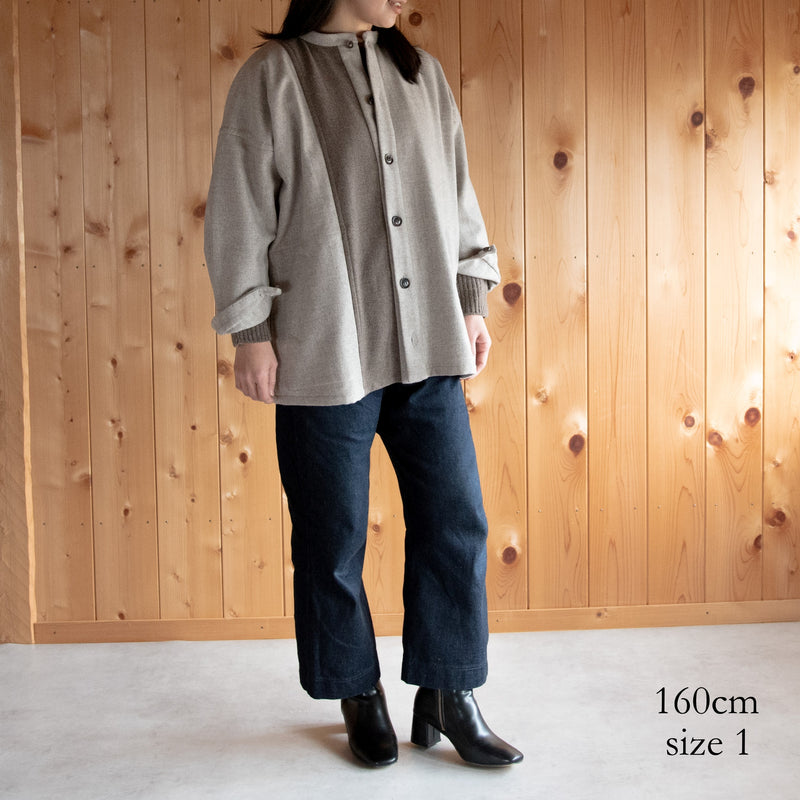 Accepting orders until 3/31 [Echizen Half Coat] Wool (Black Merino)/Gray x Brown