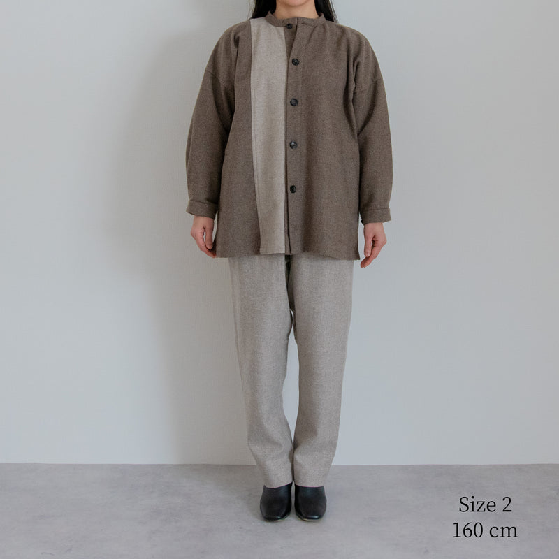 Accepting orders until 3/31 [Echizen Half Coat] Wool (Black Merino)/Brown x Gray