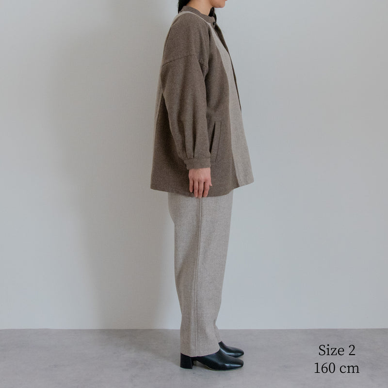 Accepting orders until 3/31 [Echizen Half Coat] Wool (Black Merino)/Brown x Gray