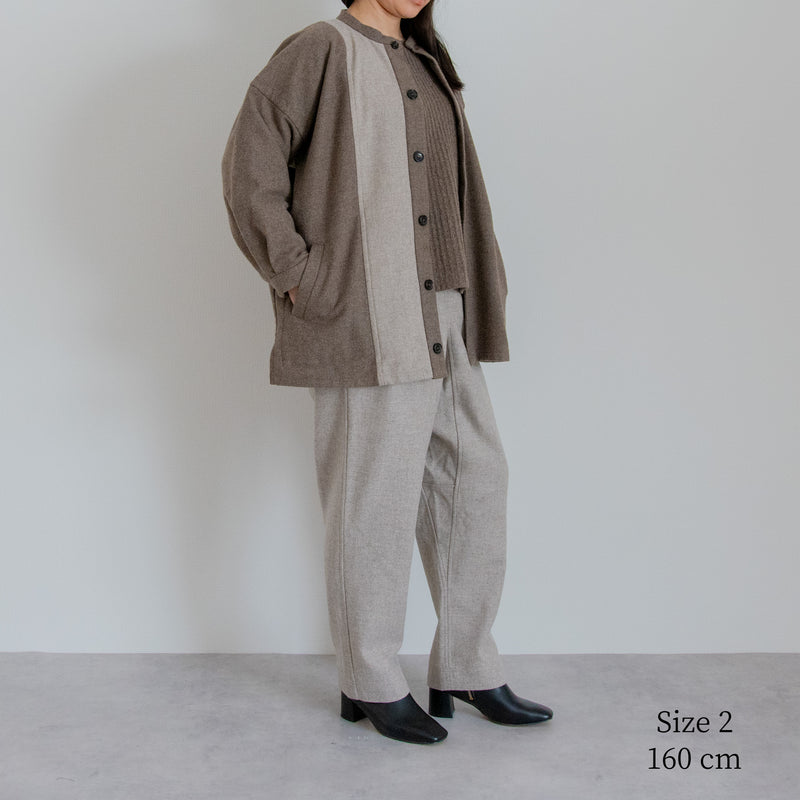 Accepting orders until 3/31 [Echizen Half Coat] Wool (Black Merino)/Brown x Gray