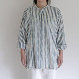 Advance reservation [Echizen shirt, long length] Kurume Kasuri, indigo-dyed stripes (cotton)