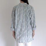 Advance reservation [Echizen shirt, long length] Kurume Kasuri, indigo-dyed stripes (cotton)