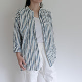 Advance reservation [Echizen shirt, long length] Kurume Kasuri, indigo-dyed stripes (cotton)