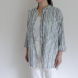 Advance reservation [Echizen shirt, long length] Kurume Kasuri, indigo-dyed stripes (cotton)