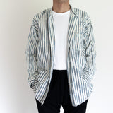 Advance reservation [Echizen shirt, long length] Kurume Kasuri, indigo-dyed stripes (cotton)