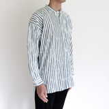 Advance reservation [Echizen shirt, long length] Kurume Kasuri, indigo-dyed stripes (cotton)