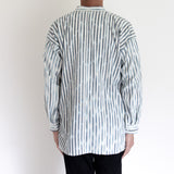 Advance reservation [Echizen shirt, long length] Kurume Kasuri, indigo-dyed stripes (cotton)