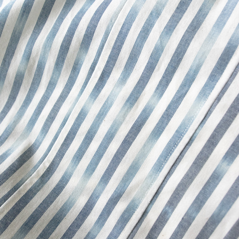 Advance reservation [Echizen shirt, long length] Kurume Kasuri, indigo-dyed stripes (cotton)