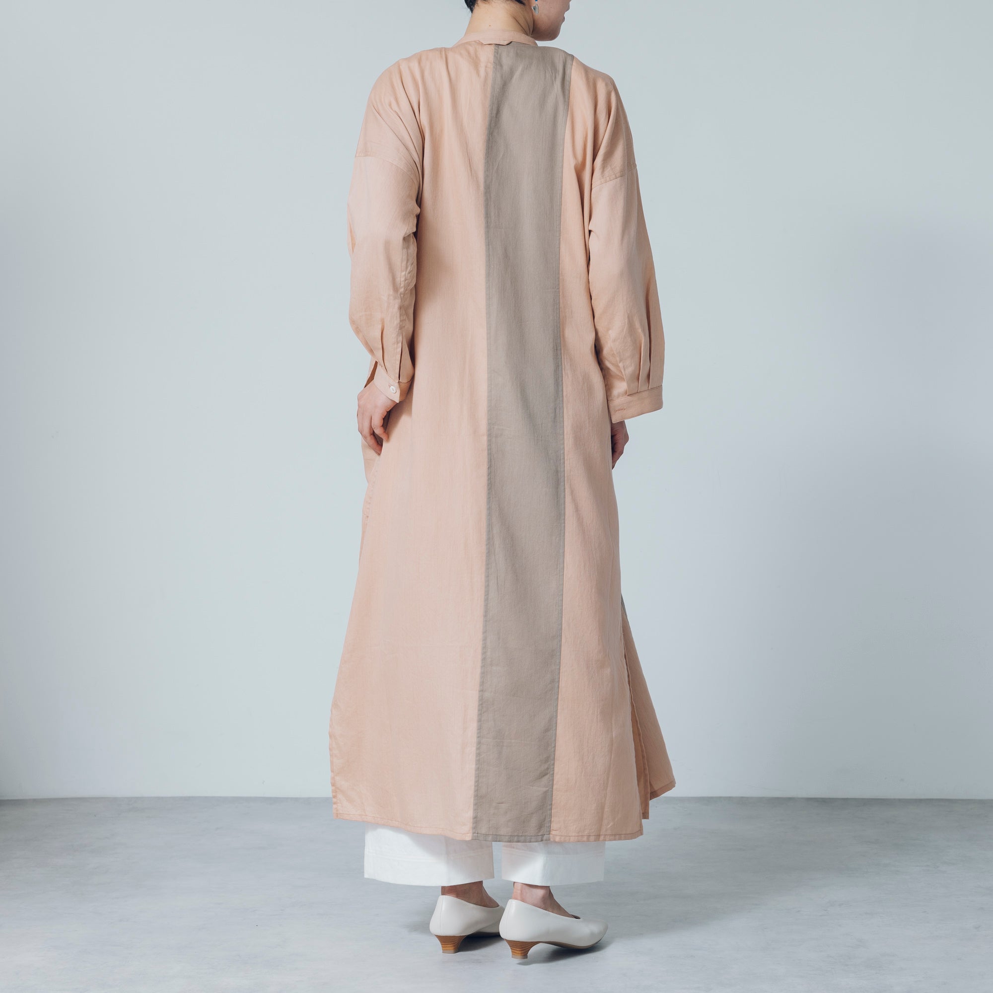 ハグオーワー コットン レース ロング チュニック/ ワンピース インド製※新品 越前ワンピース］マキシ丈/オーガニックコットン/ビワピンク×桜グレー