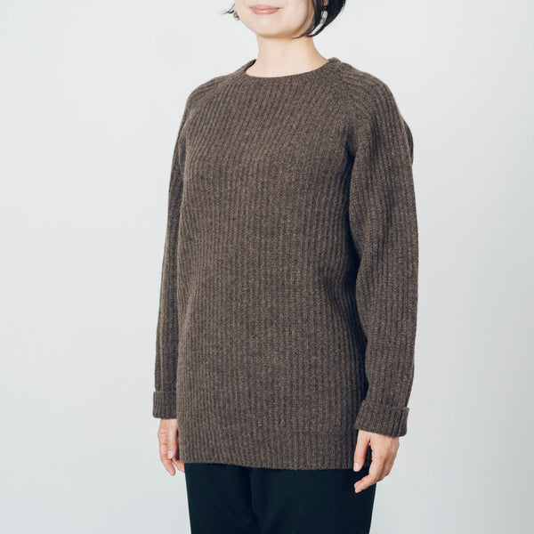 ［セーター］タスマニアウール/ ダークブラウン size2