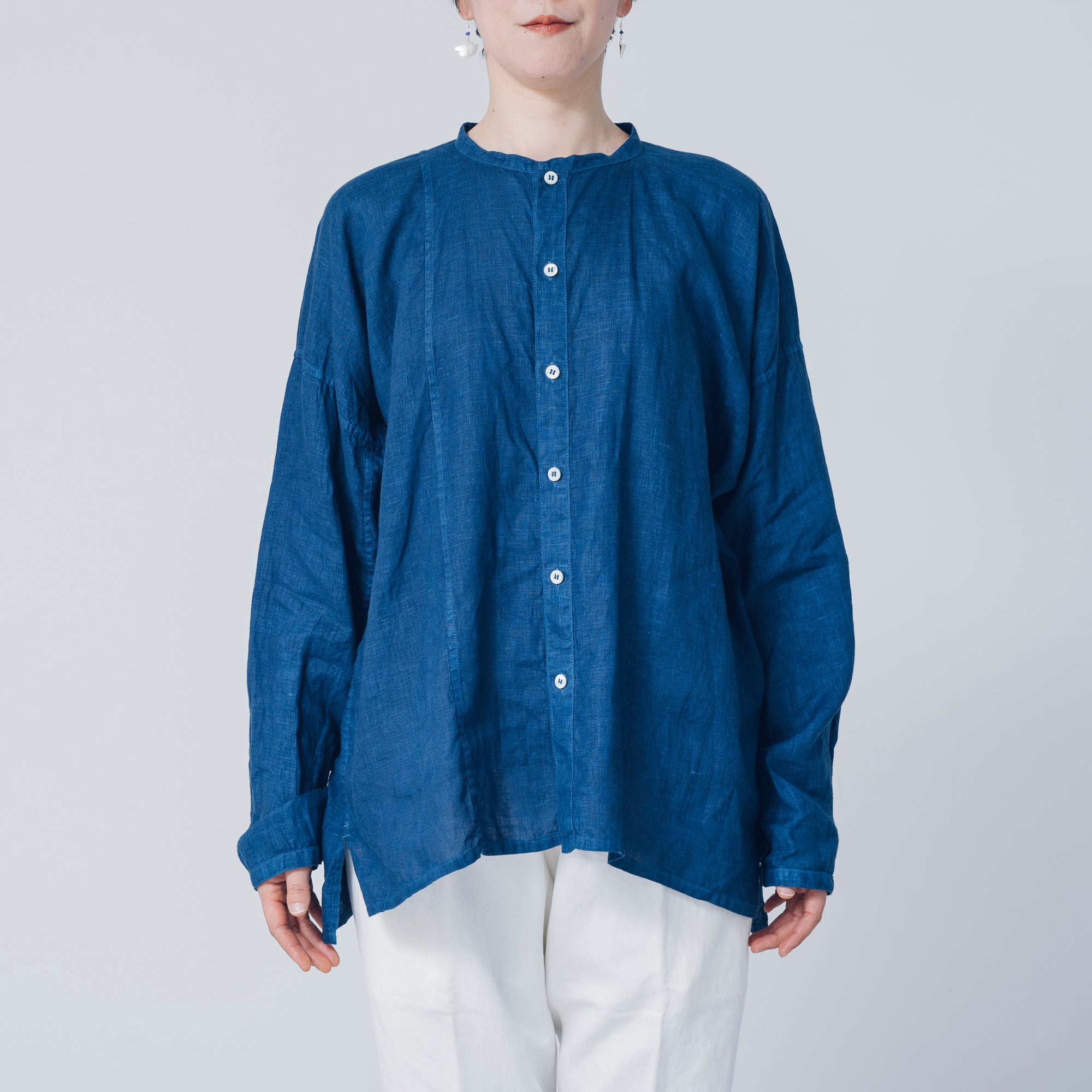 [Echizen Shirt] Linen/Indigo blue