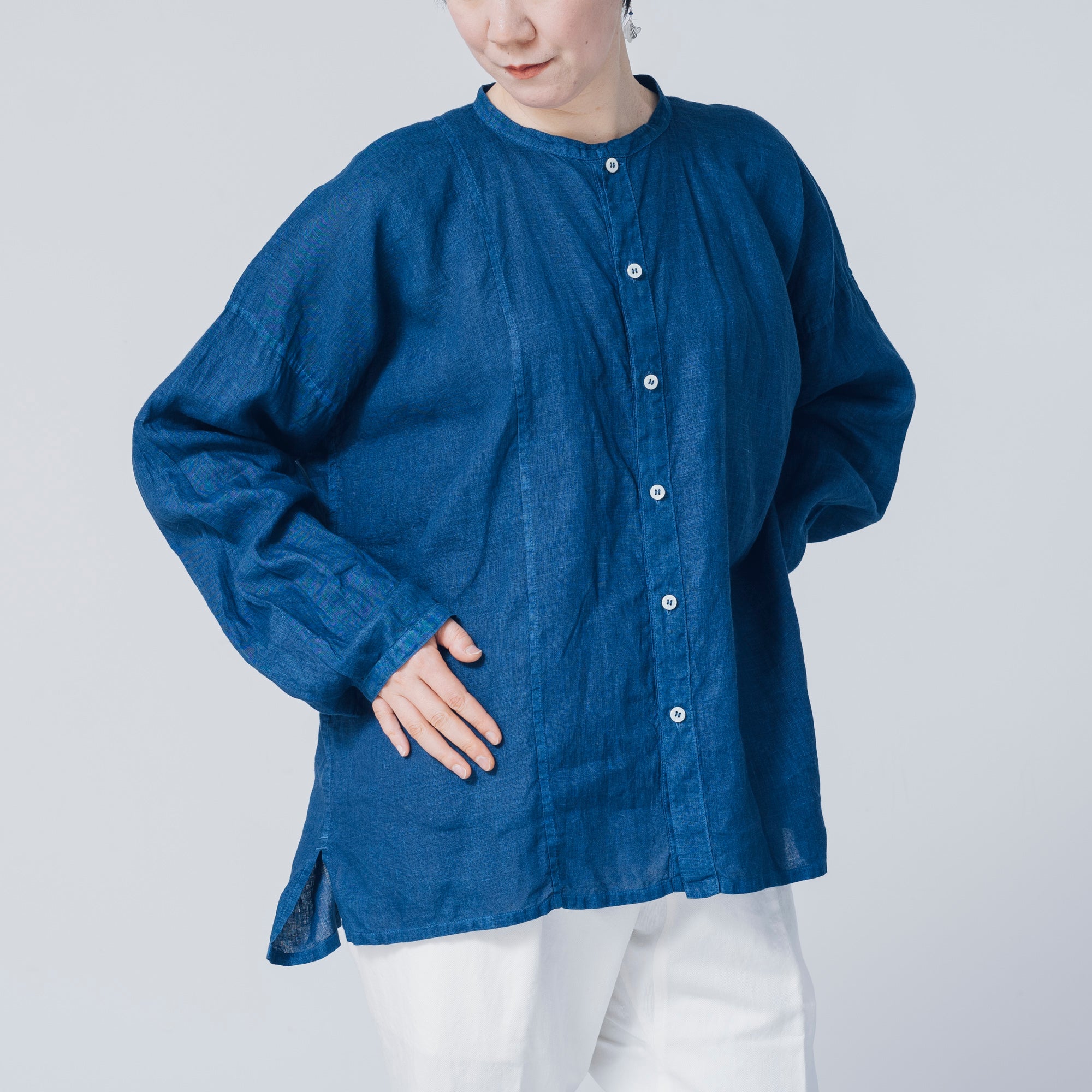 [Echizen Shirt] Linen/Indigo blue