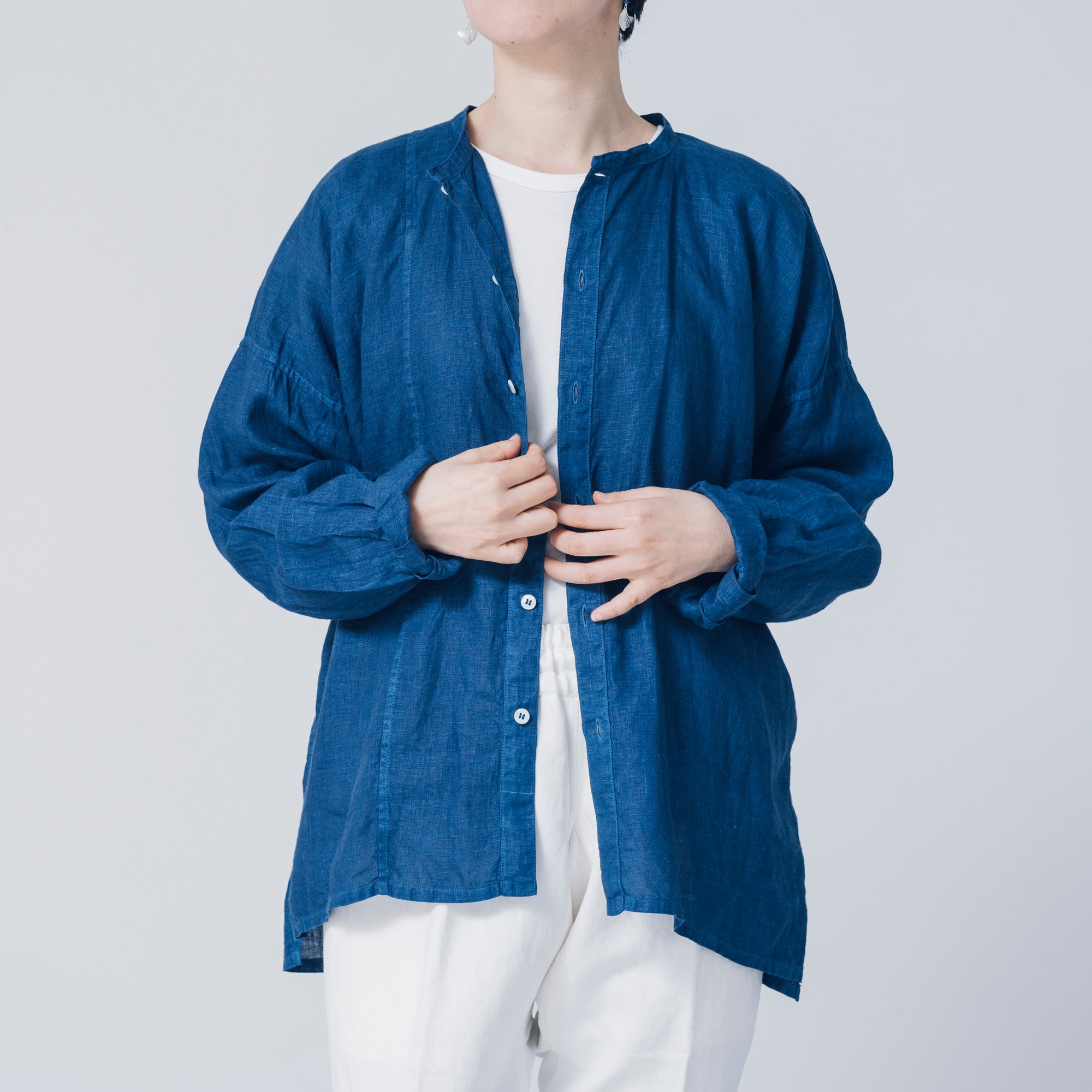 [Echizen Shirt] Linen/Indigo blue