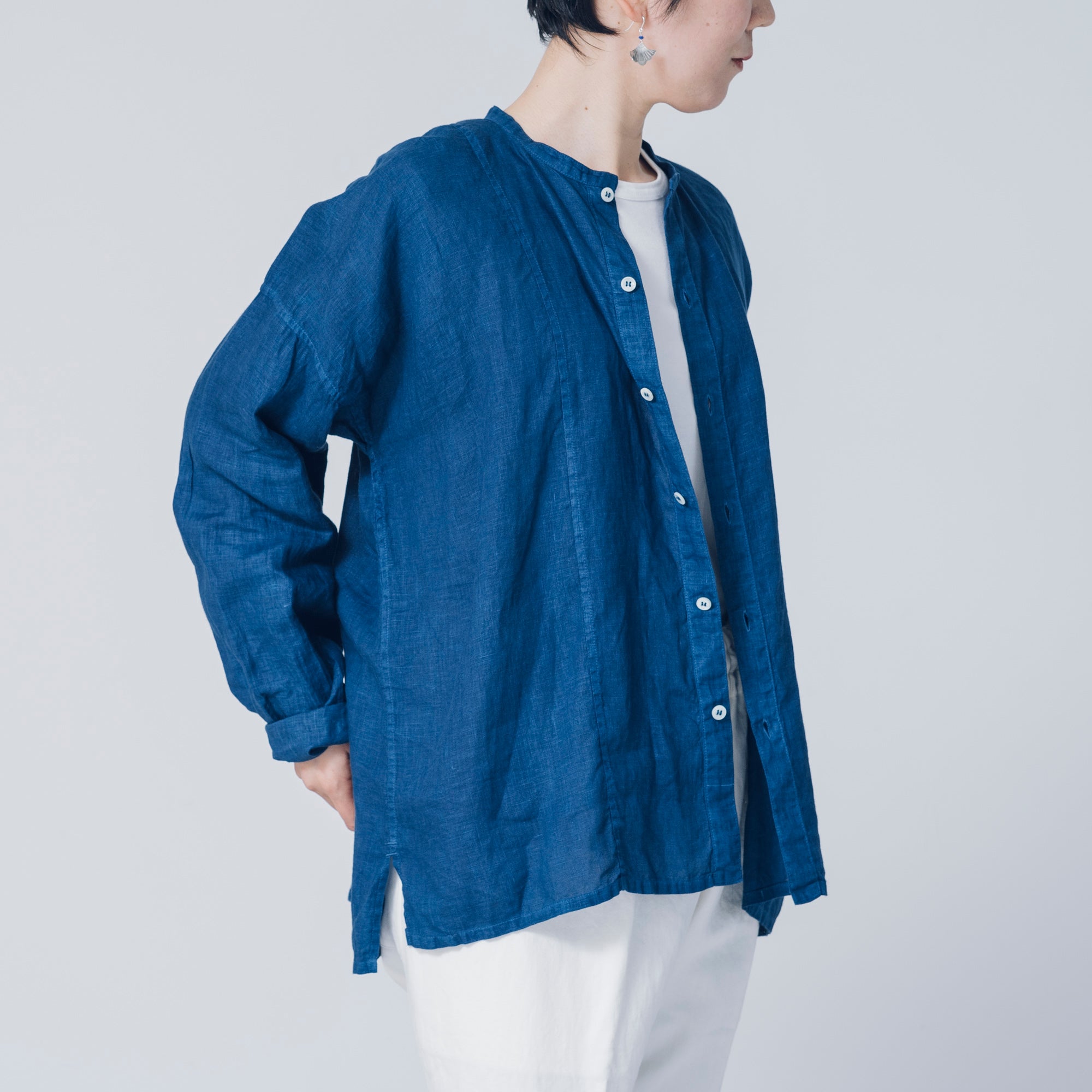 [Echizen Shirt] Linen/Indigo blue