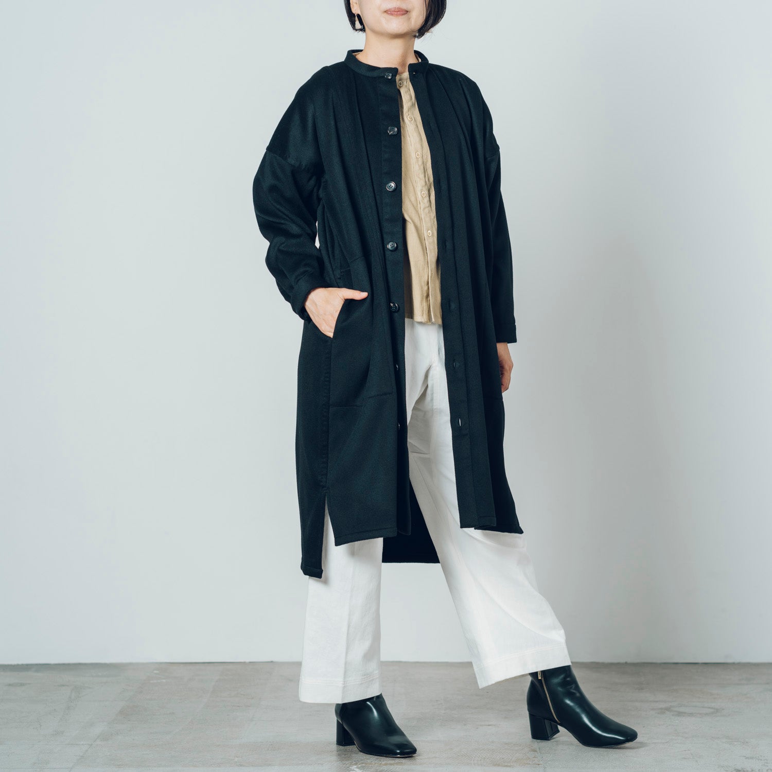 [Echizen Coat] Rescue Wool Cashmere / Black