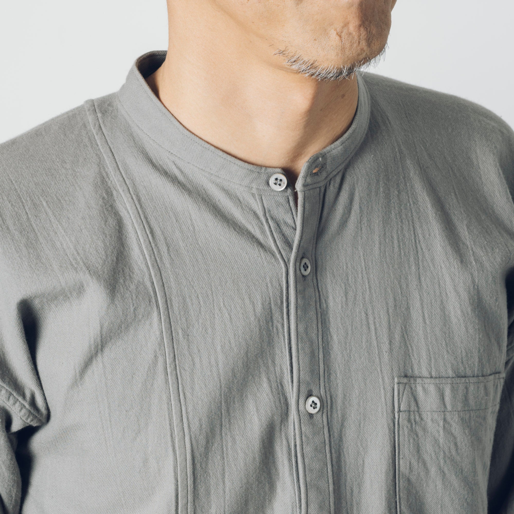 [Echizen Shirt] Organic cotton flannel / gray (chestnut dyed)