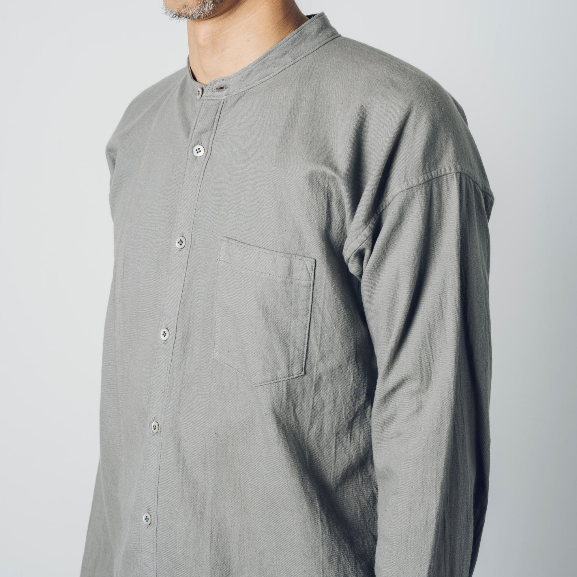 [Echizen Shirt] Organic cotton flannel / gray (chestnut dyed)