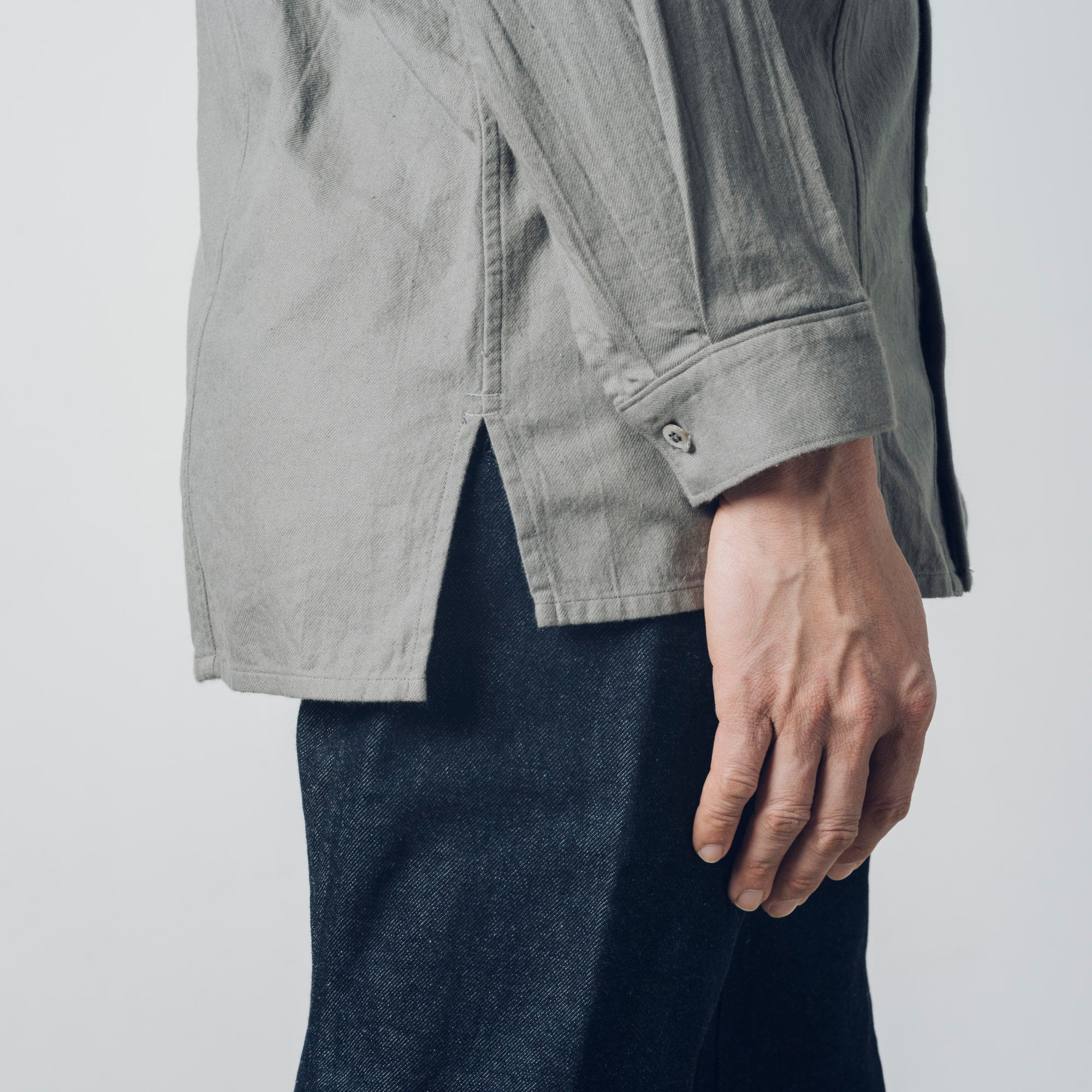 [Echizen Shirt] Organic cotton flannel / gray (chestnut dyed)