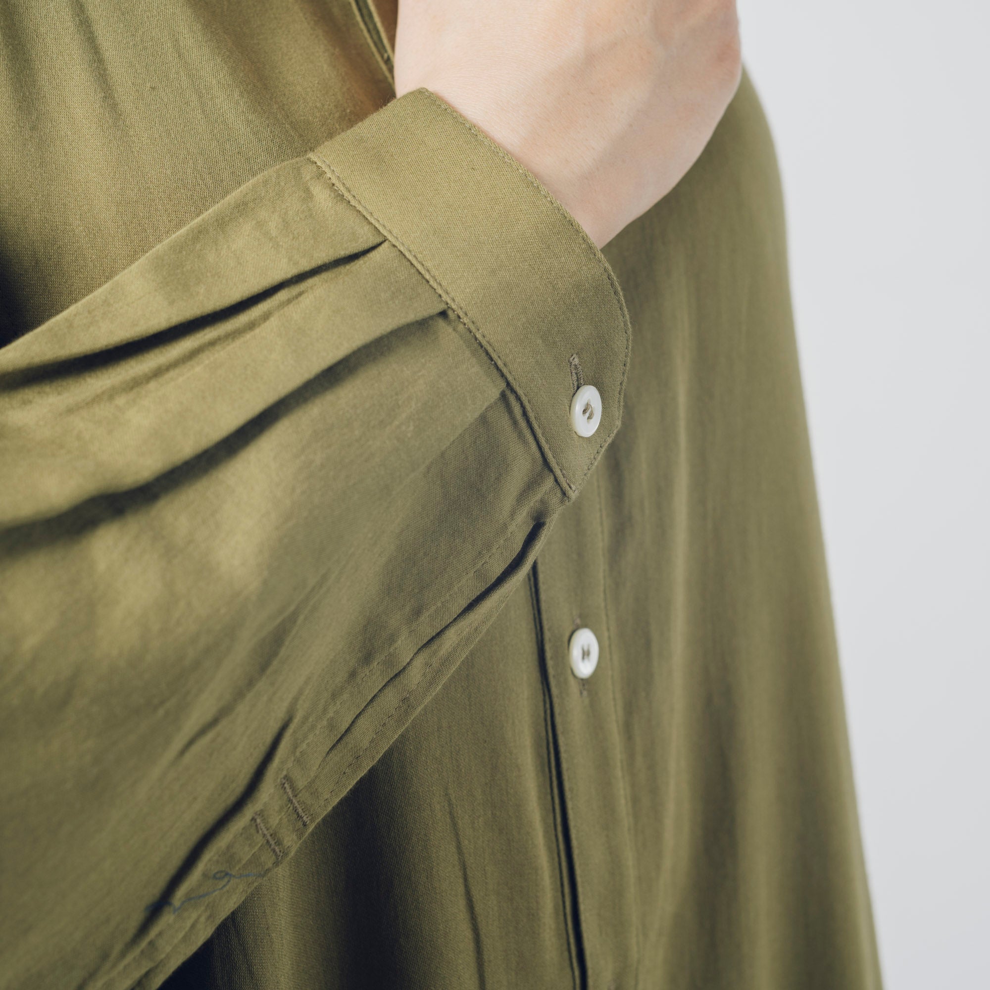 [Echizen One-piece] Maxi length/Organic cotton/Marigold moss green