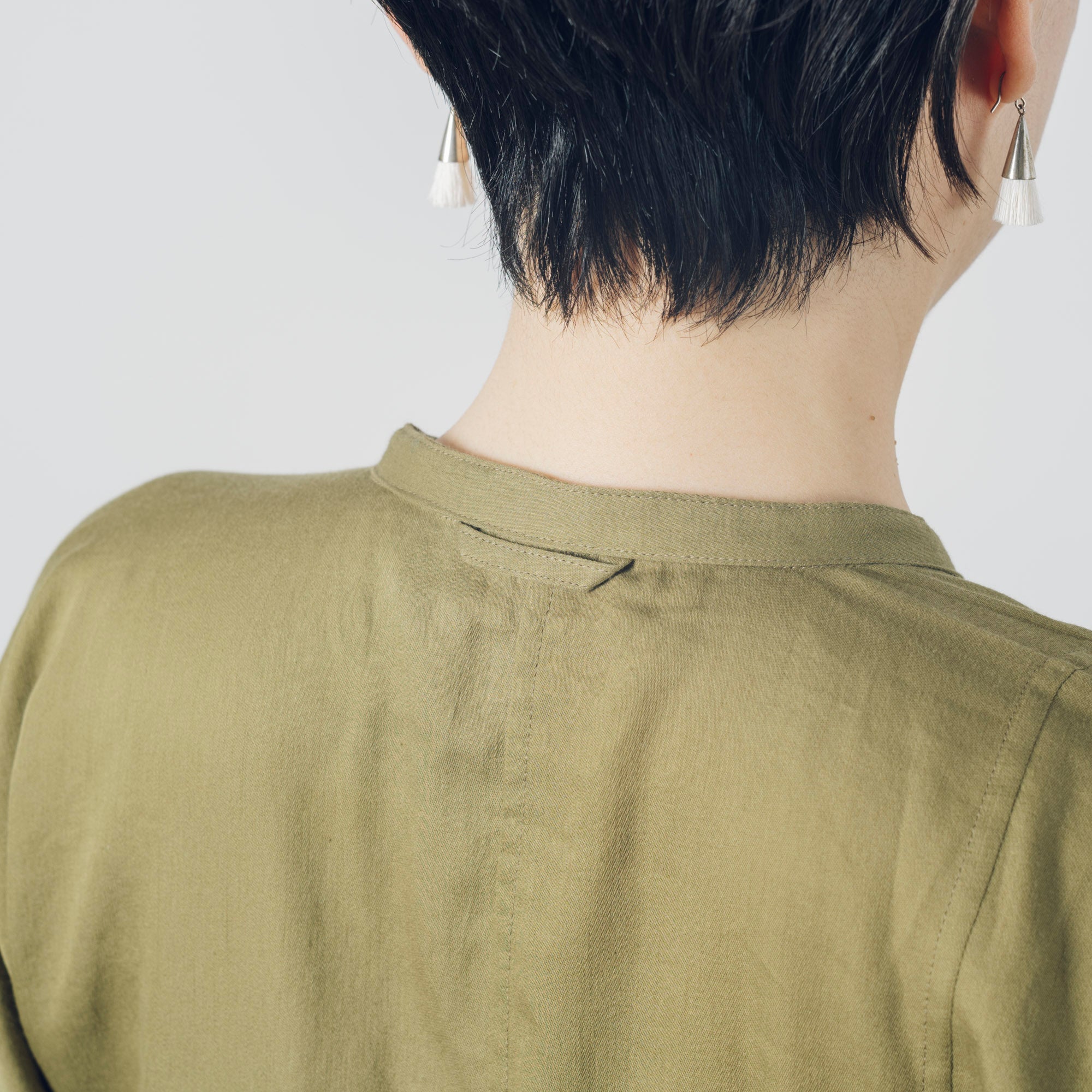 [Echizen One-piece] Maxi length/Organic cotton/Marigold moss green