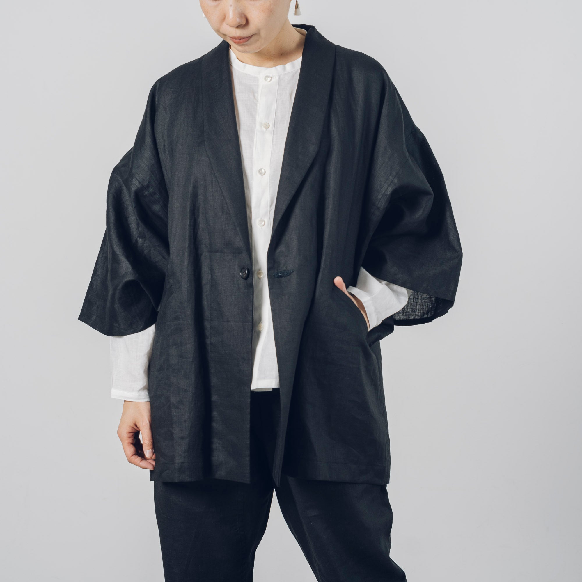 [Smooth jacket] Rescue linen/black